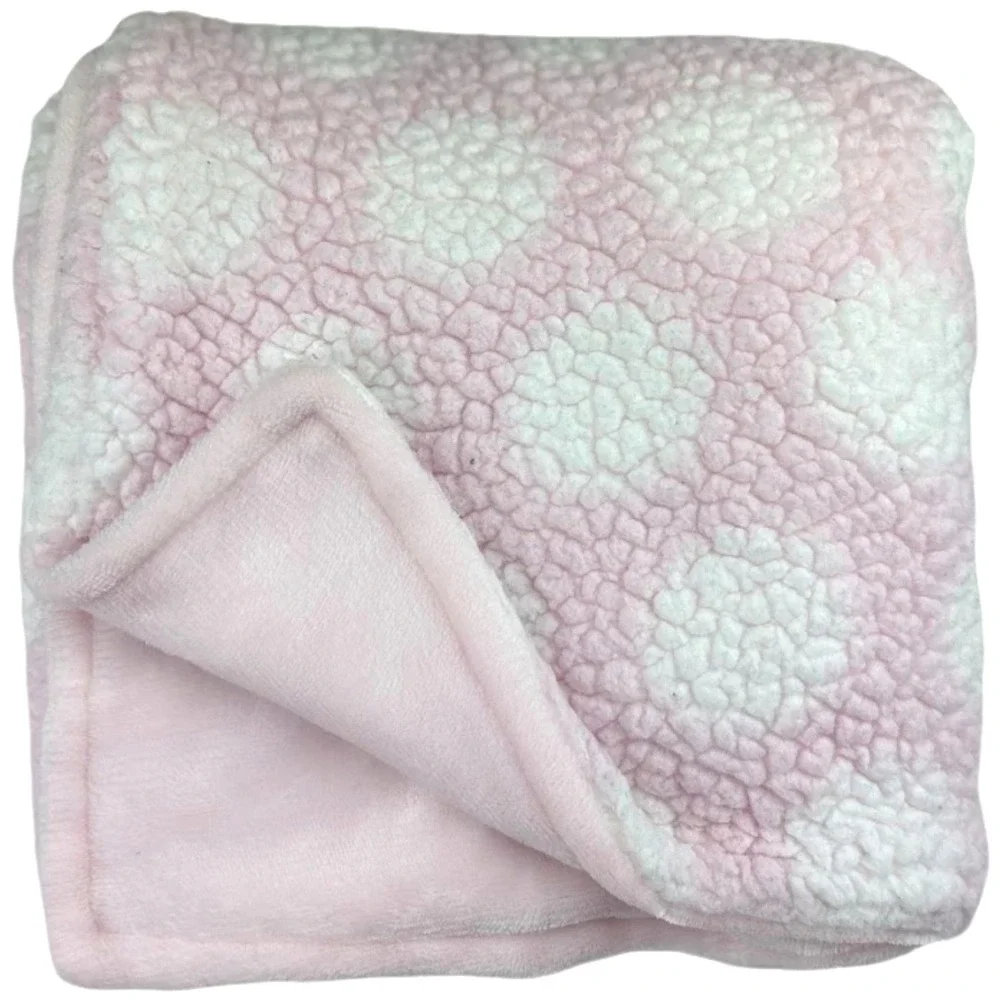 Little Beginnings Pink White‎ Polka Dot Sherpa Plush Baby Girl Blanket Lovey